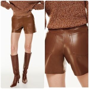 Wilfred Brown High Waisted Vegan Leather Shorts